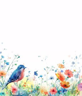 鸟语花香水彩风格背景图片